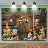 Hölzern Wand Tor Kaninchen Ostern Party Hintergrund